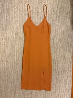 Forever 21 Rust Orange Spaghetti-Strap Bodycon Midi Dress Size Small